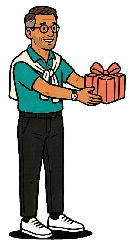 Marc tend un cadeau